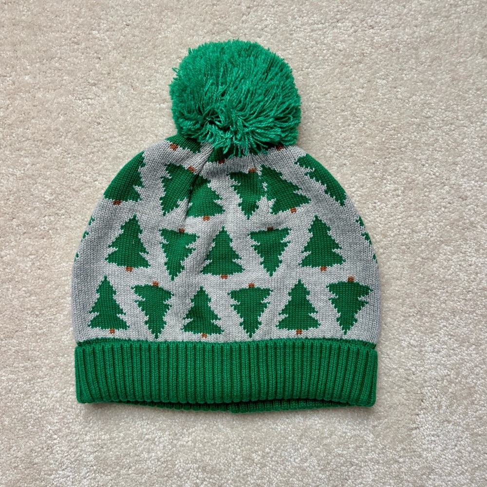 Hanna Andersson Christmas tree Tannenbaum knit Pom hat size L